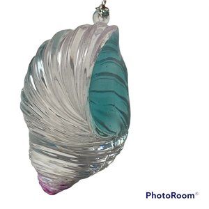 Sea Shell Christmas ornament Conch Shell Sea Life Nautical Aqua Blue Acrylic
